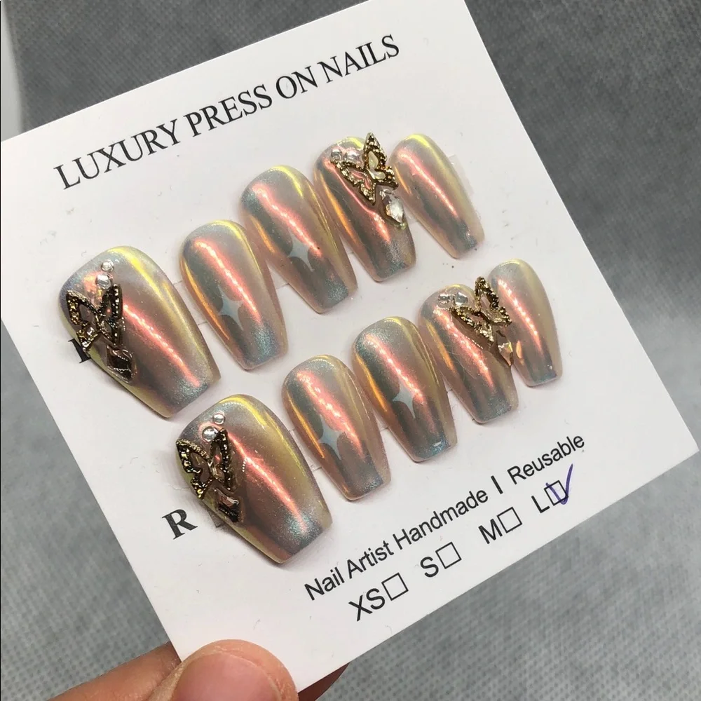 Size L custom made press on nails